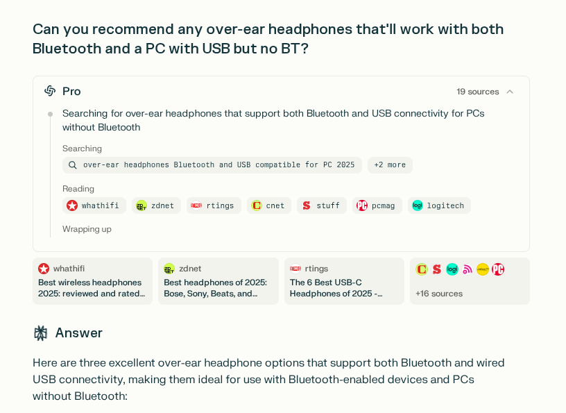 Illustration: of perplexity.ai search comparing data from different sources and brands /posts/20250311-blocking-bots-considered-harmful/perplexity-search.png